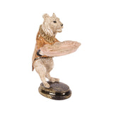 Dekor figura tigris tálcával 25 cm – rózsaszín