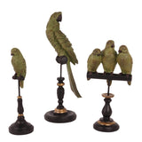 Dekor figura papagájpár talapzaton 33 cm – zöld