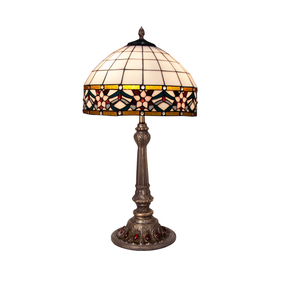 Tiffany asztali lámpa 40 cm – Museum, fehér