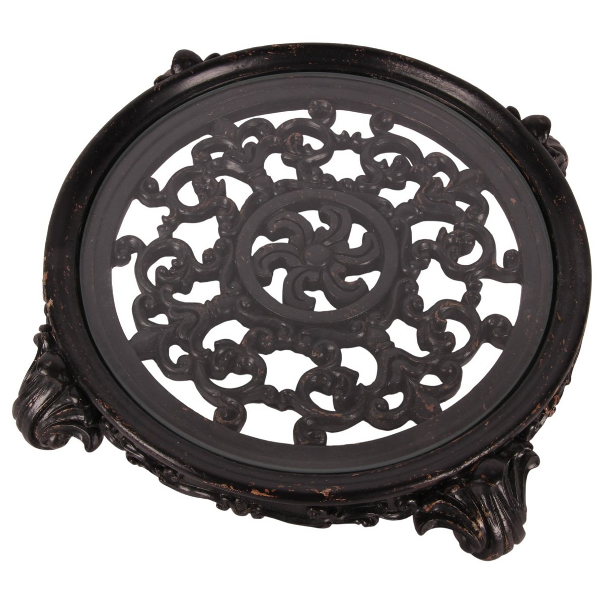 Kerek dekor tálca 29 cm – fekete