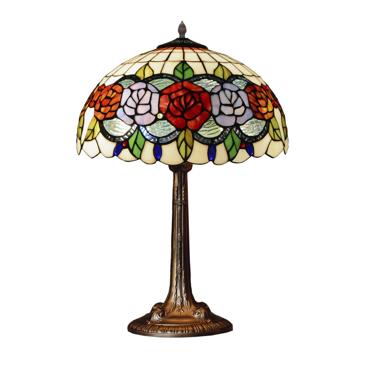 Tiffany asztali lámpa 40 cm – Rosy, többszínű