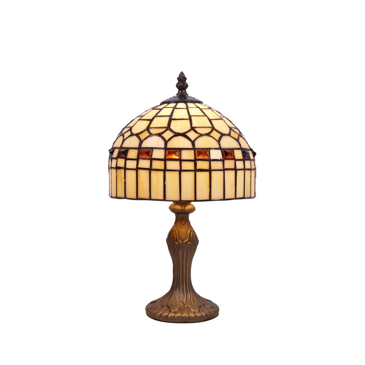 Tiffany asztali lámpa 20 cm – Compact, bézs-barna-rózsaszín