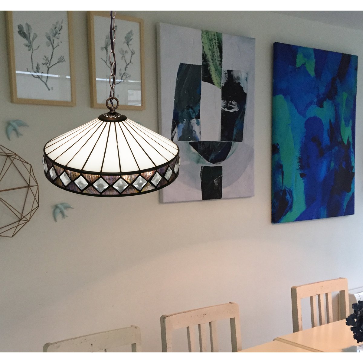 Tiffany függőlámpa 30 cm – Illumina, fehér