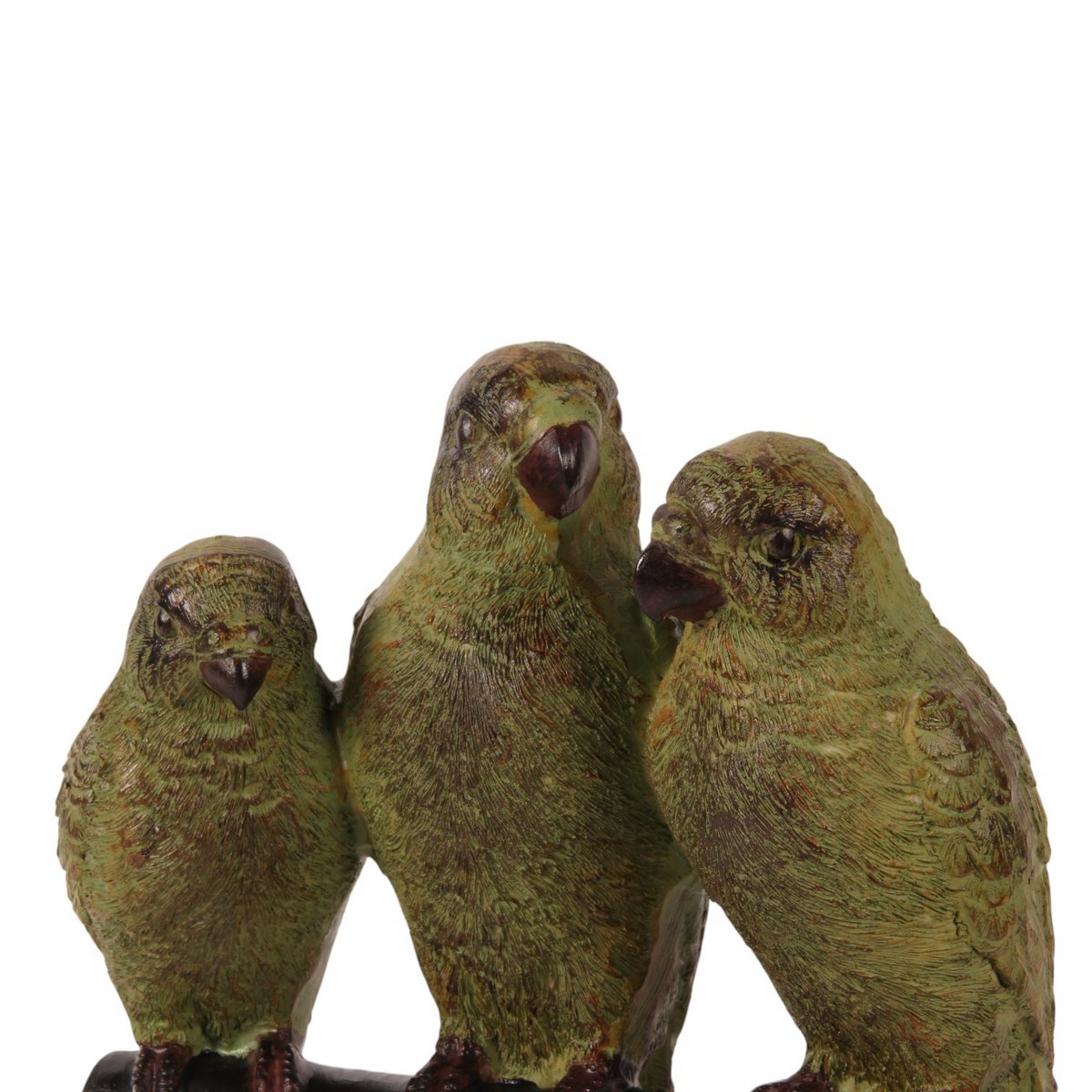 Dekor figura papagájpár talapzaton 33 cm – zöld