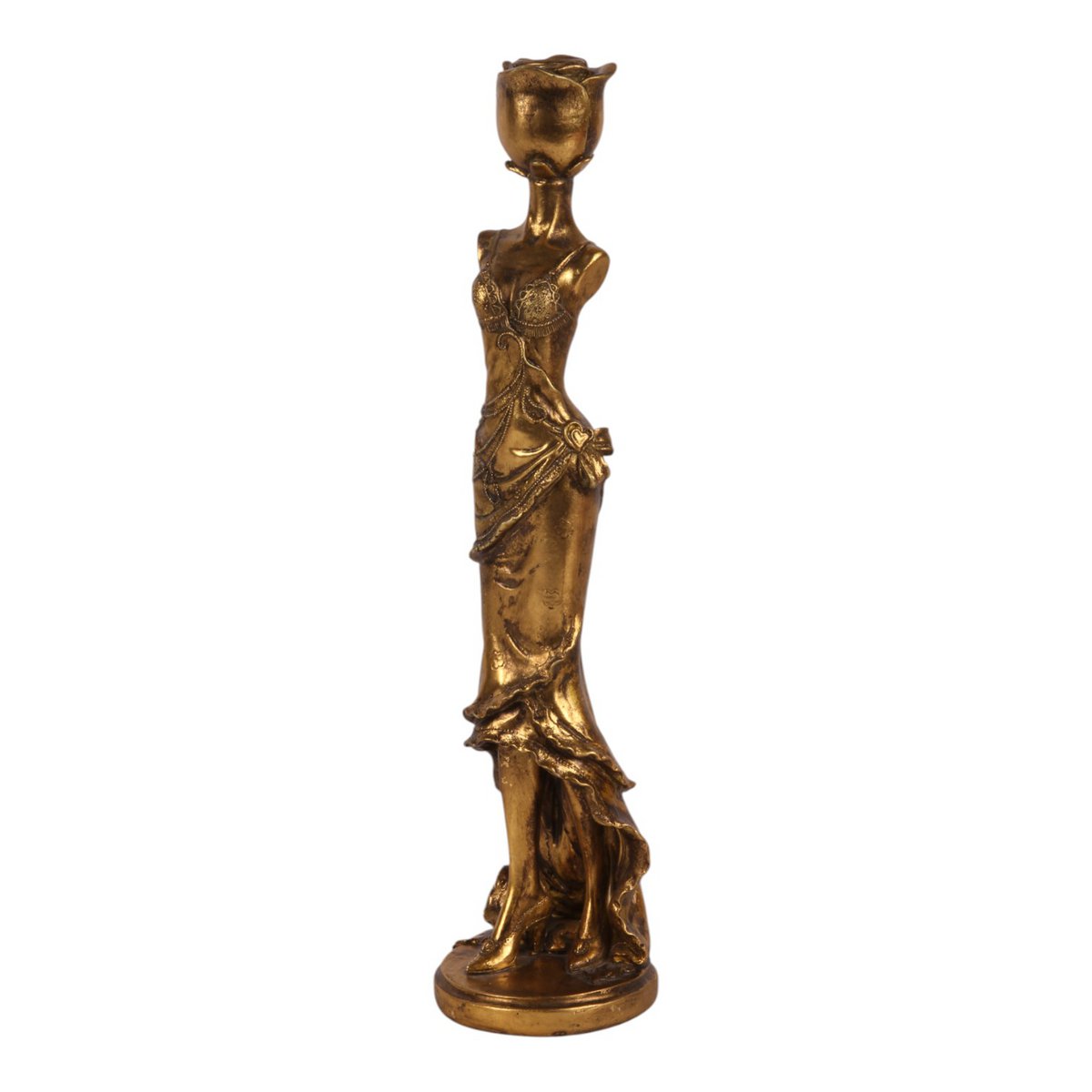 Vintage gyertyatartó 40,5 cm – nőalakos, arany