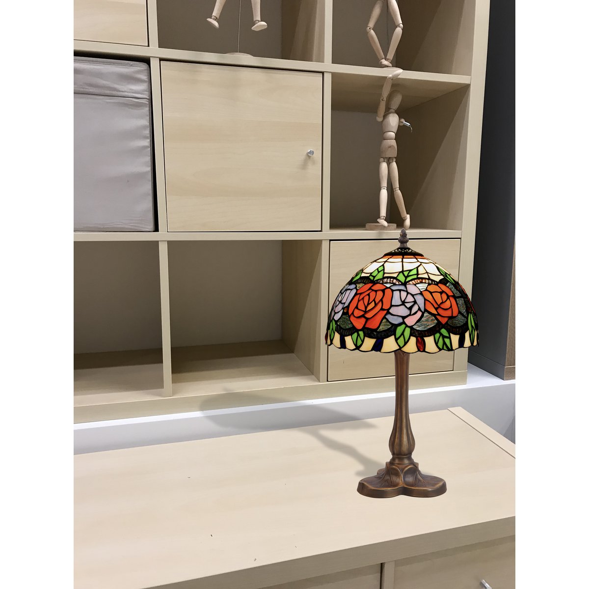 Tiffany asztali lámpa 20 cm – Rosy, piros-narancssárga-zöld