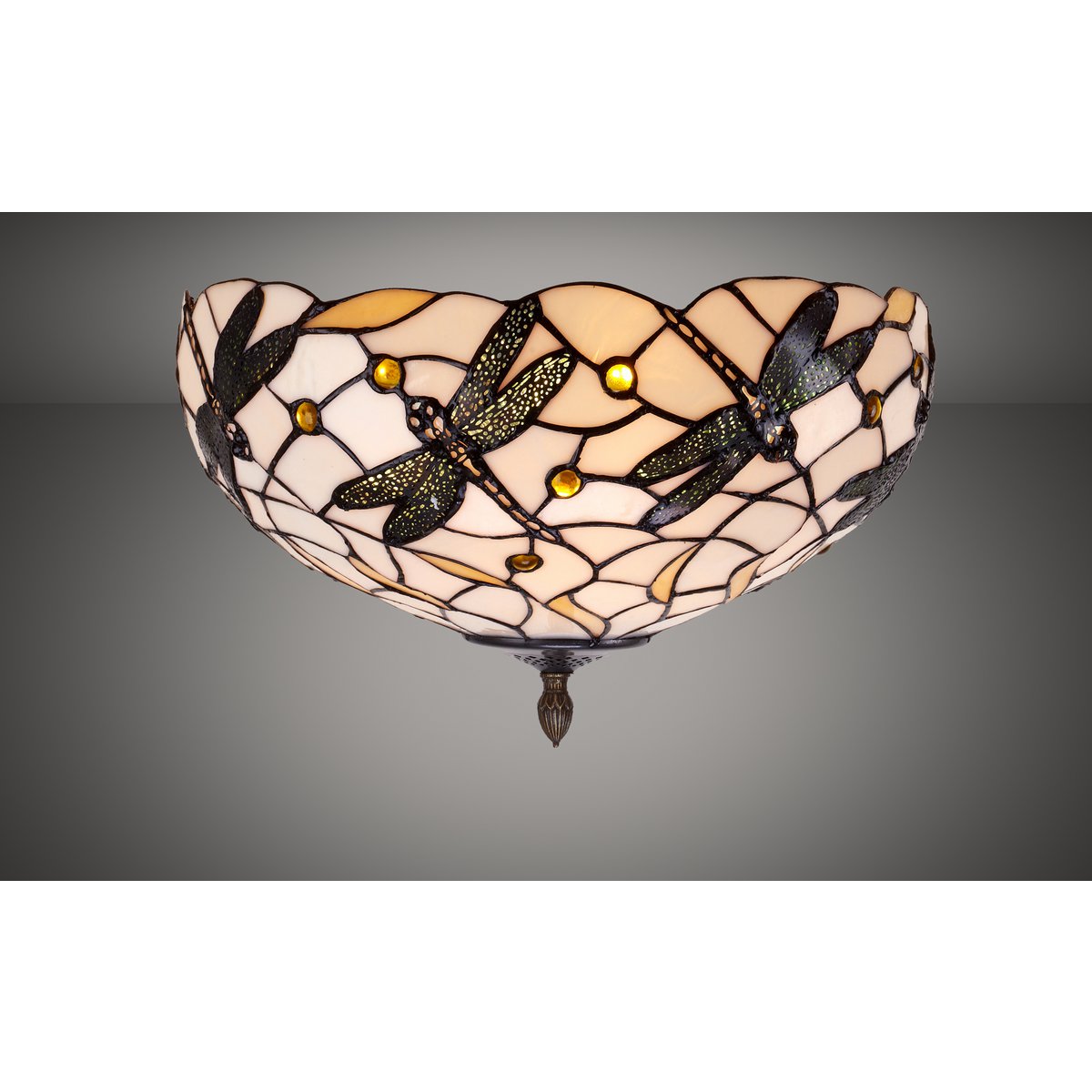 Tiffany mennyezeti lámpa 45 cm – Pedrera, fehér