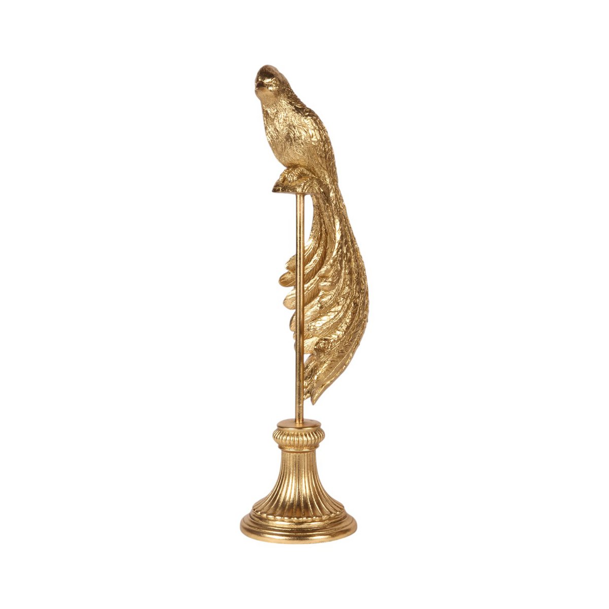 Dekor figura madár figura állványon 49 cm – arany
