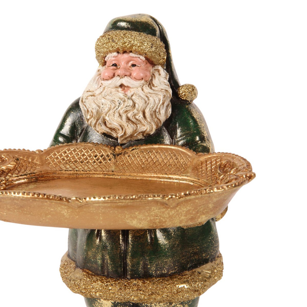 Mikulás figura tálcával 16 cm – zöld