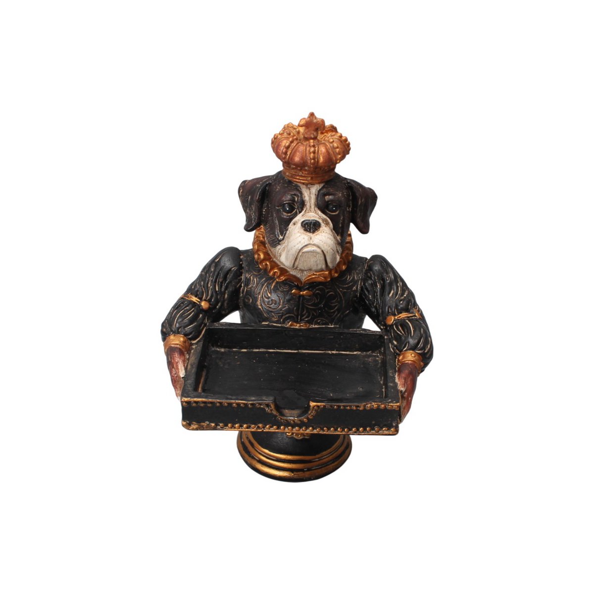 Dekor figura kutya tálcával 20,5 cm – fekete
