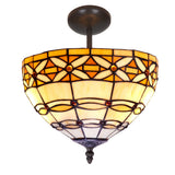 Tiffany mennyezeti lámpa 30 cm – Ivory, barna-arany-narancssárga