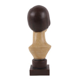 Dekor figura női fej büszt állványon 18 cm – barna