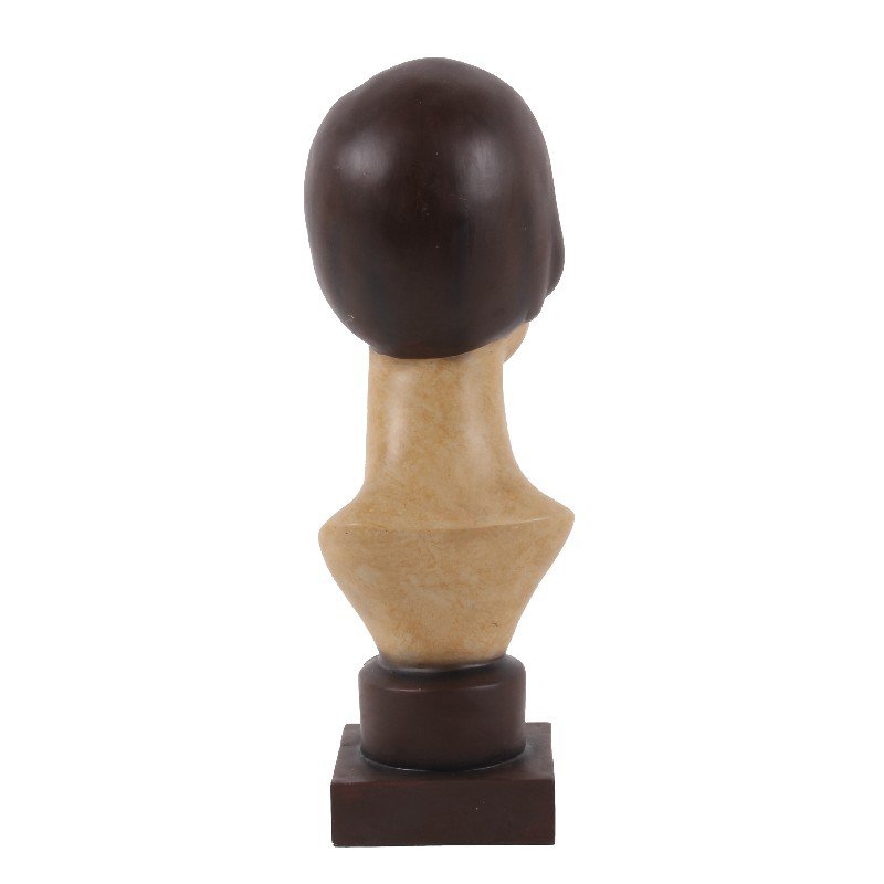 Dekor figura női fej büszt állványon 18 cm – barna
