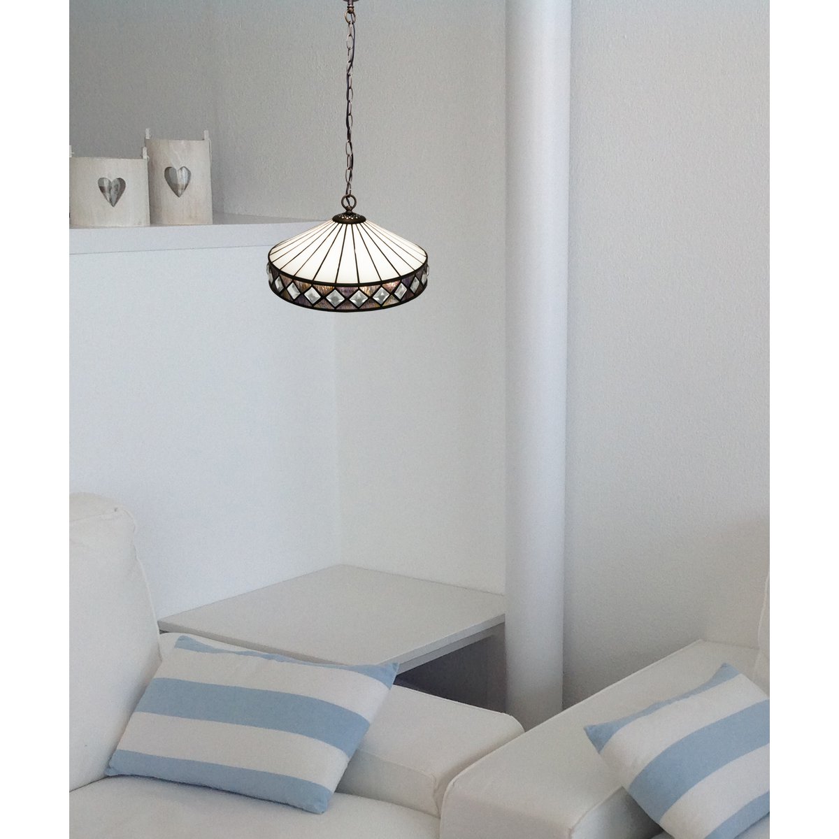 Tiffany függőlámpa 20 cm – Illumina, fehér
