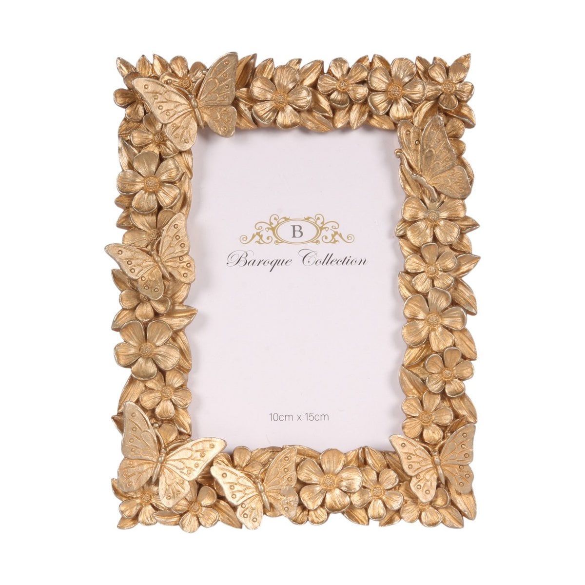 Vintage képkeret 10 × 15 cm – virágos, arany