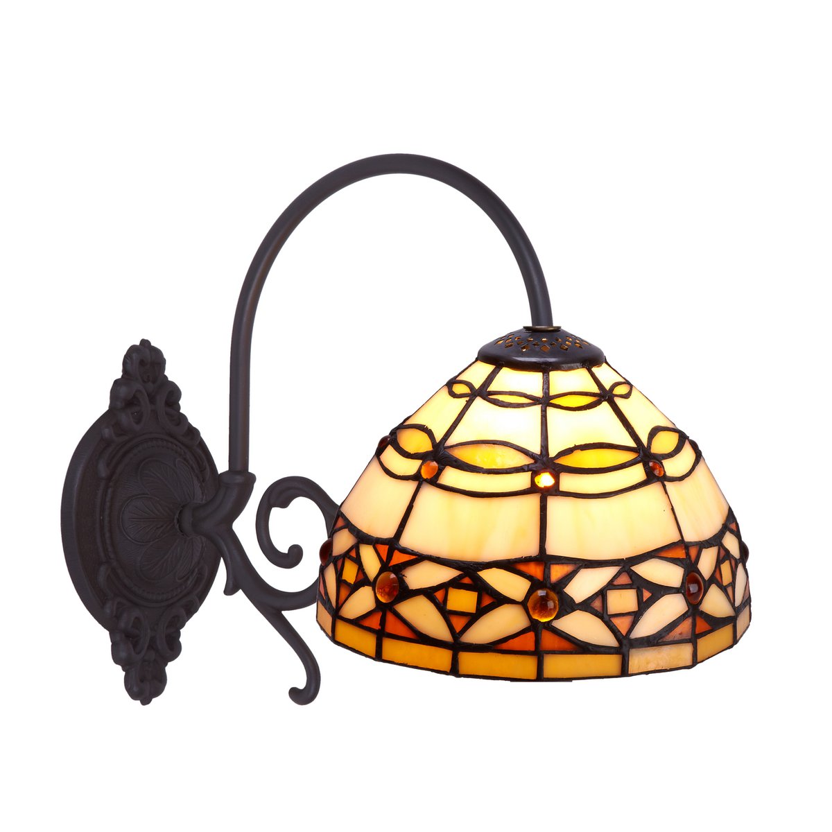 Tiffany fali lámpa 20 cm – Ivory, barna