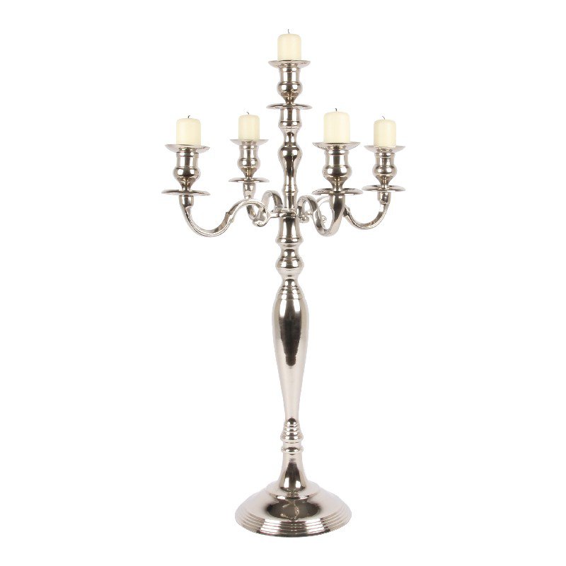 Vintage gyertyatartó 80 cm – 5 ágú, ezüst