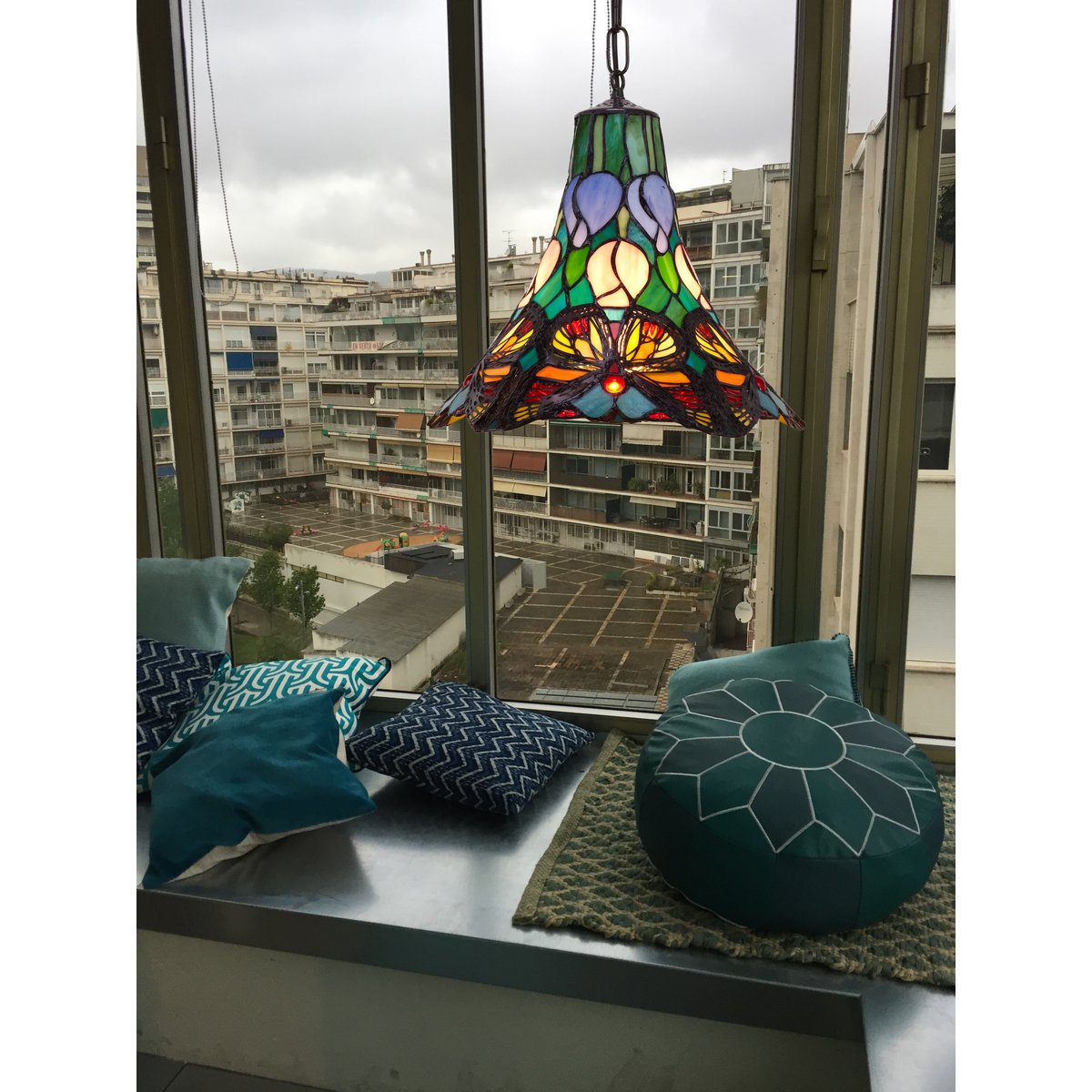 Tiffany függőlámpa 35 cm – Butterfly, pillangó, többszínű