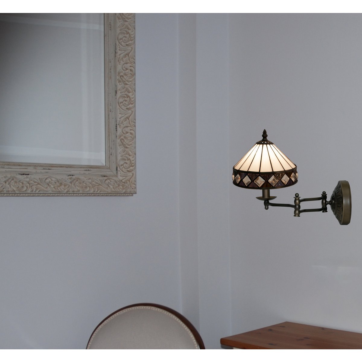 Tiffany fali lámpa 20 cm – Illumina, fehér
