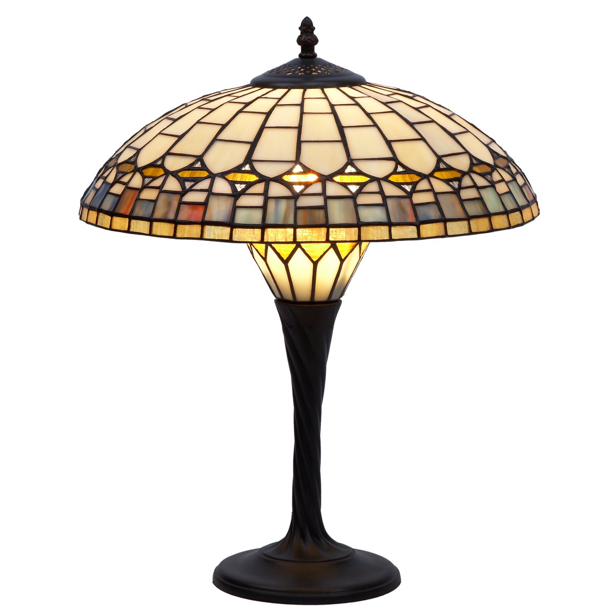 Tiffany asztali lámpa 40 cm – Quarz, borostyán