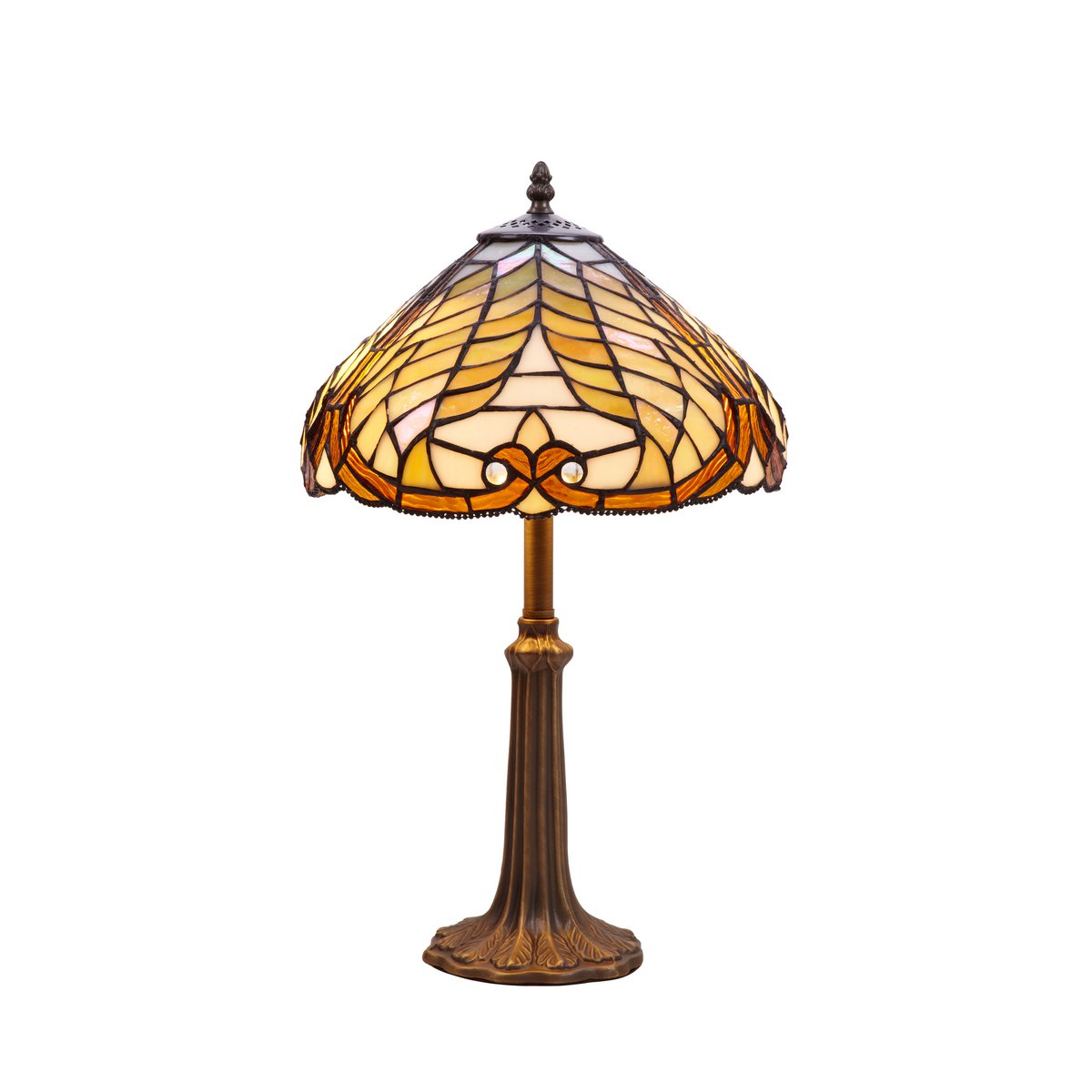 Tiffany asztali lámpa 30 cm – Dalí, borostyán