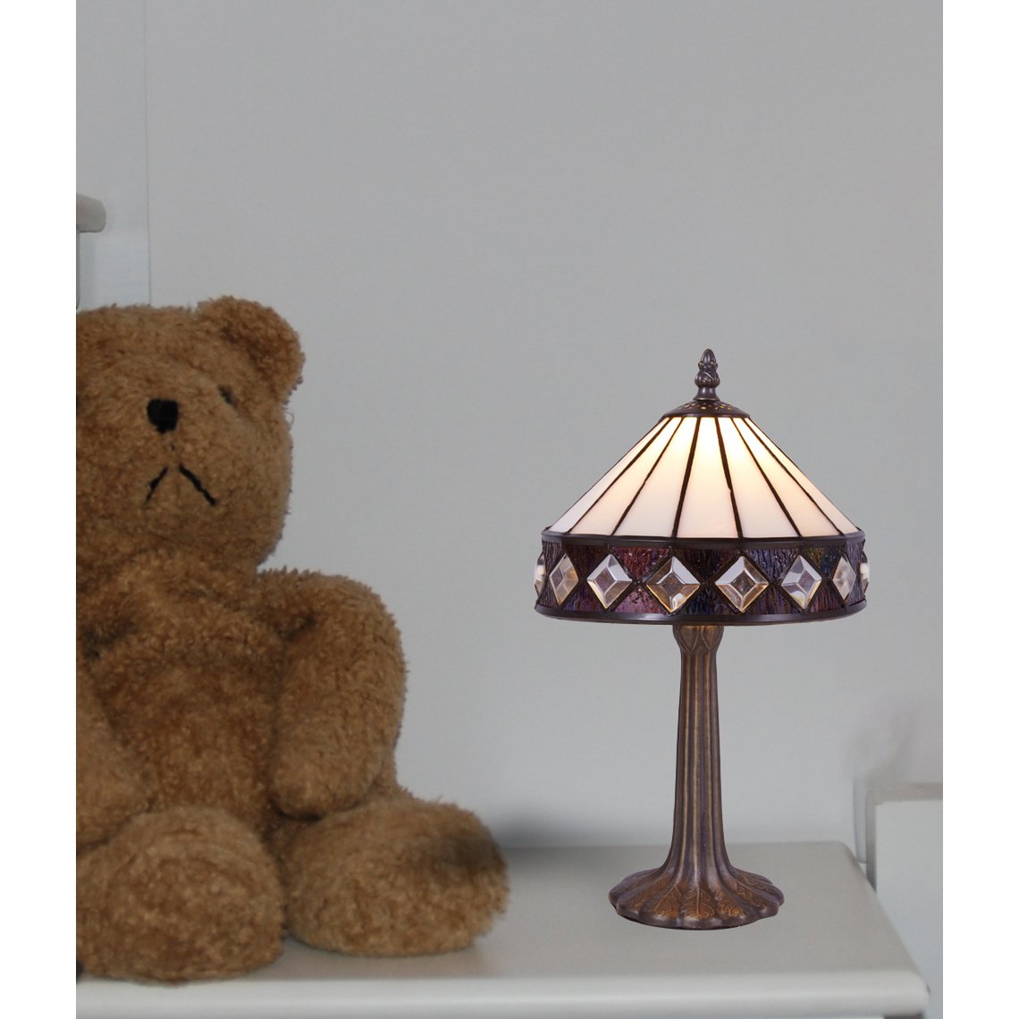 Tiffany asztali lámpa 20 cm – Illumina, fehér