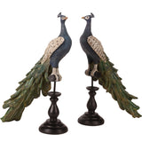 Vintage dekor figura páva talapzaton 41 cm – kék