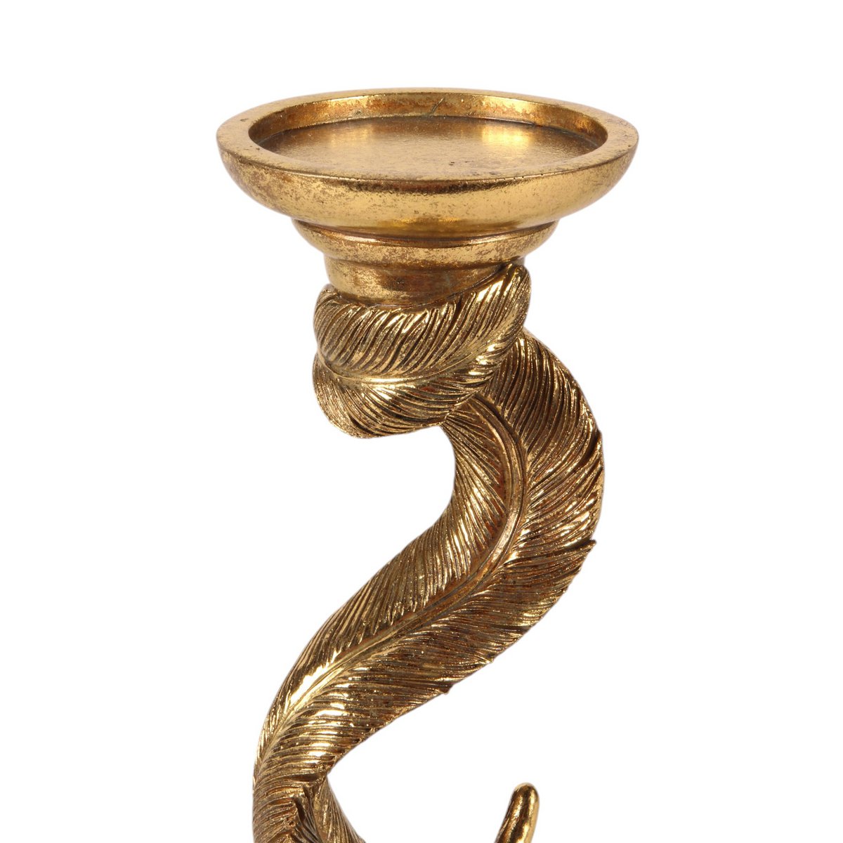Vintage gyertyatartó 26,5 cm – tollas, arany