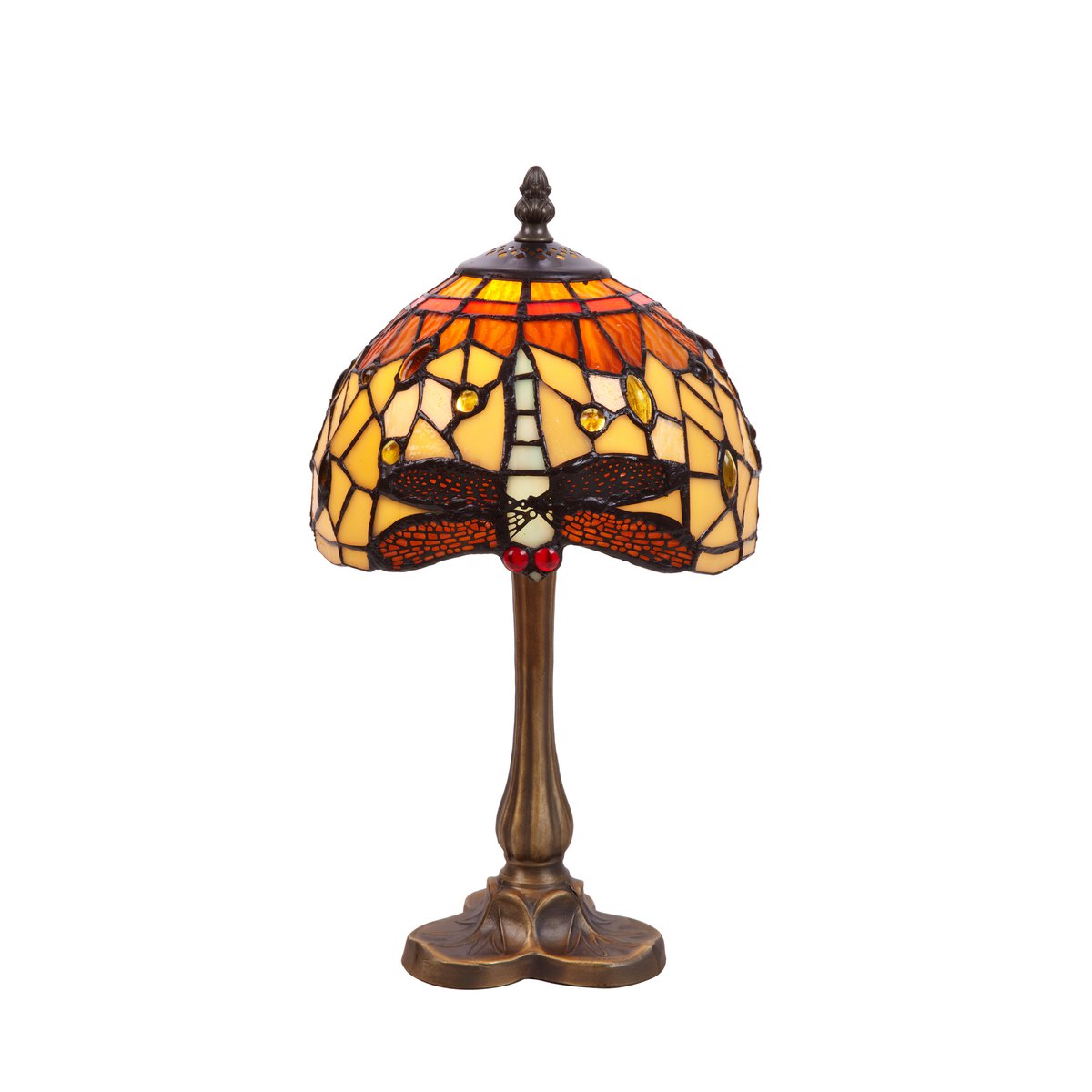 Tiffany asztali lámpa 20 cm – Belle Amber, borostyán