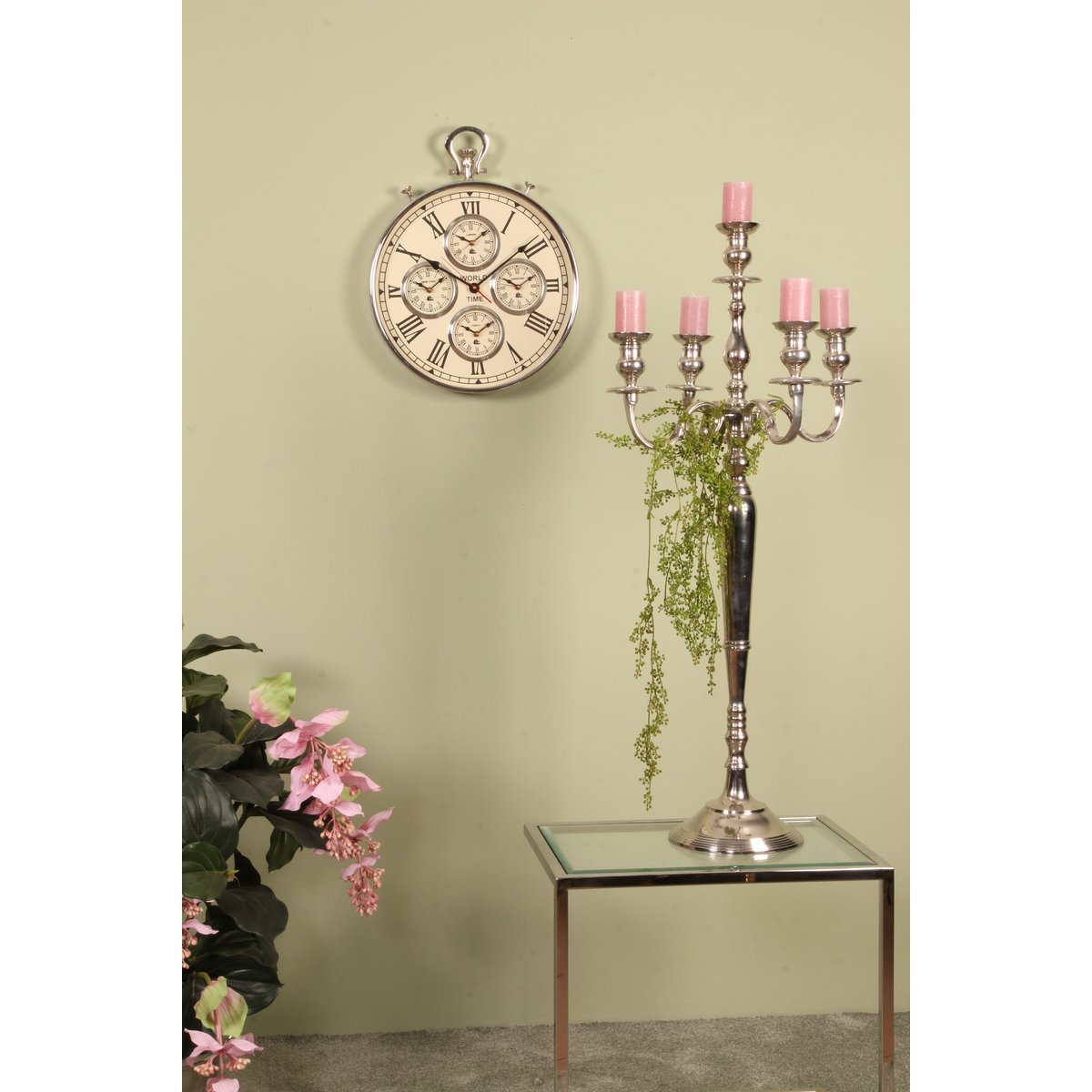 Vintage gyertyatartó 104 cm – 5 ágú, ezüst