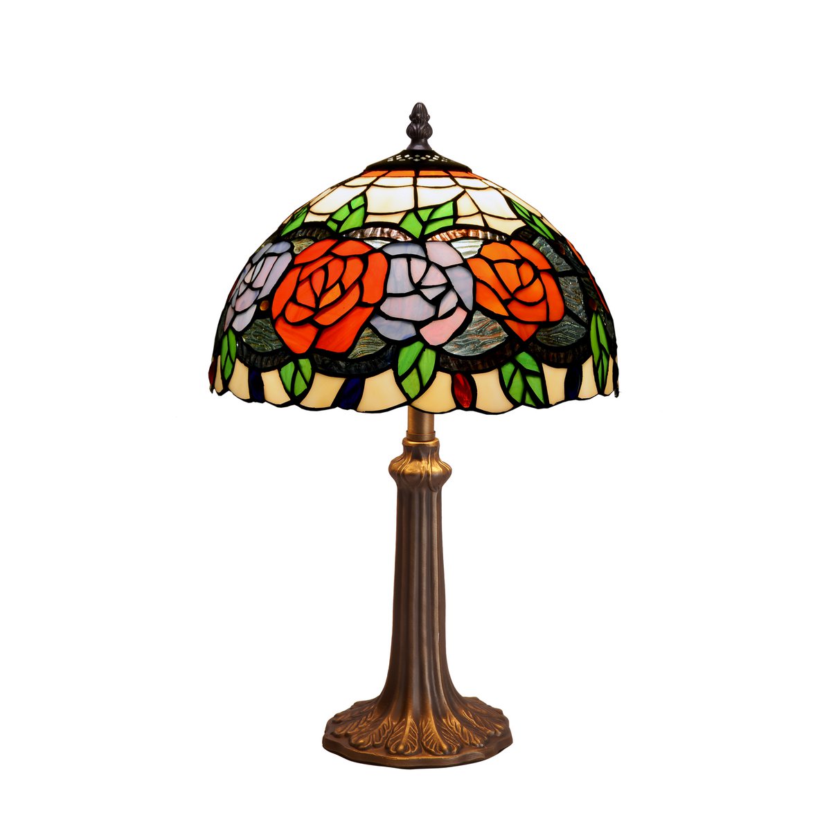 Tiffany asztali lámpa 30 cm – Rosy, barna