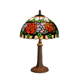 Tiffany asztali lámpa 30 cm – Rosy, barna