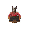 Dekor figura kutya tálcával 18 cm – piros