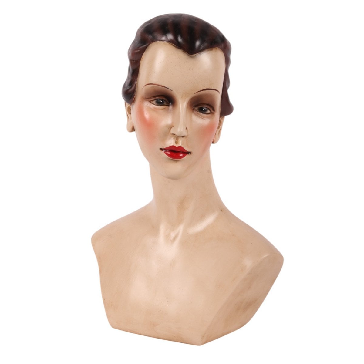 Dekor figura női fej büszt 27,5 cm – barna