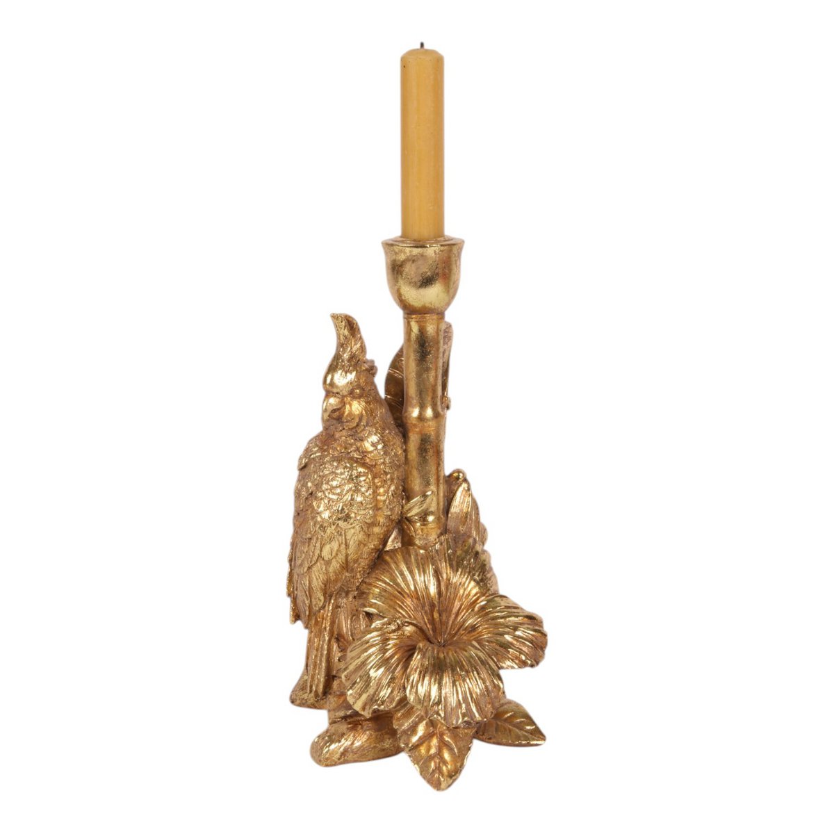 Vintage gyertyatartó 25 cm – madaras, arany