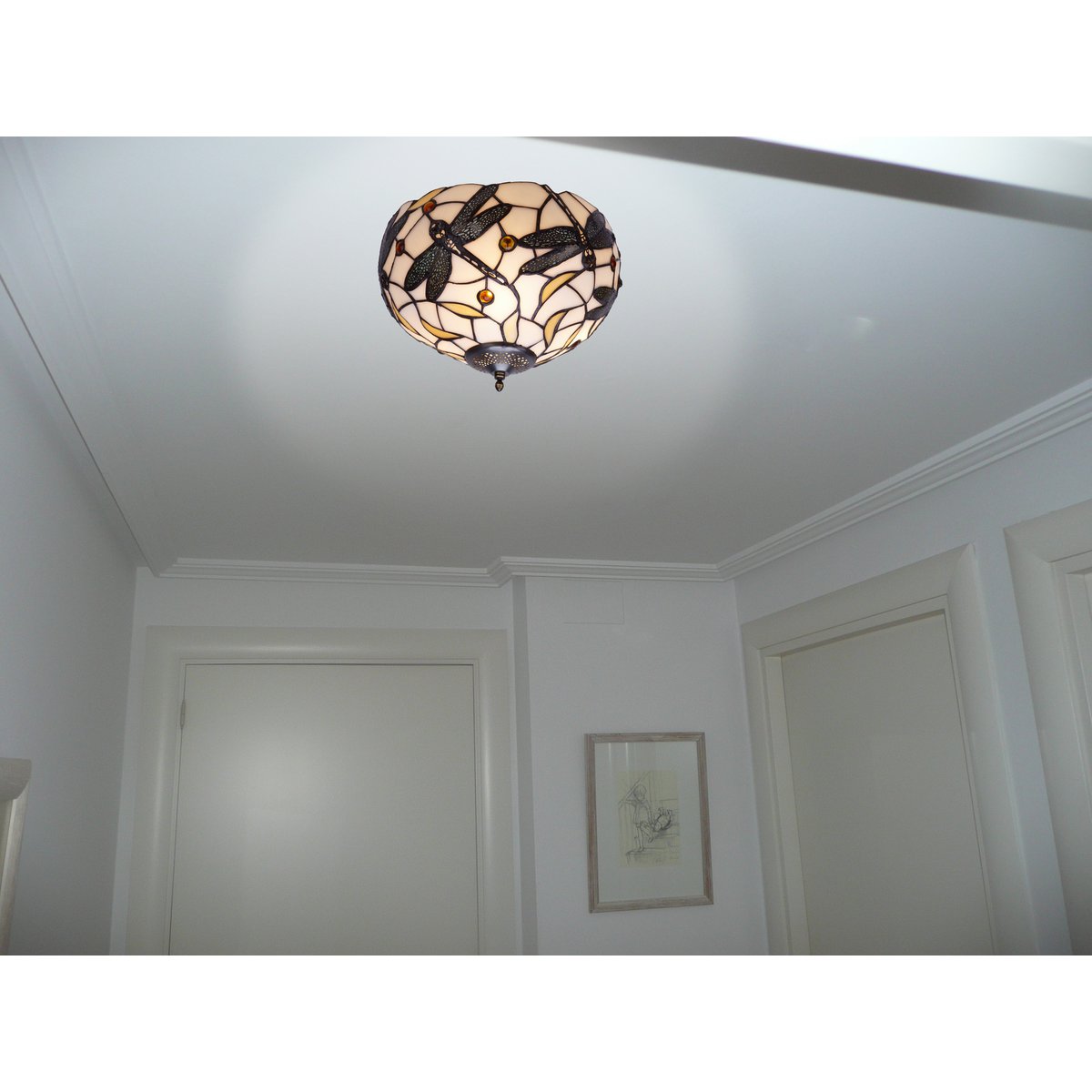 Tiffany mennyezeti lámpa 30 cm – Pedrera, fehér