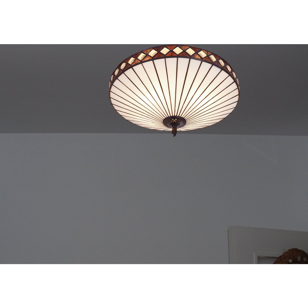 Tiffany mennyezeti lámpa 30 cm – Illumina, fehér