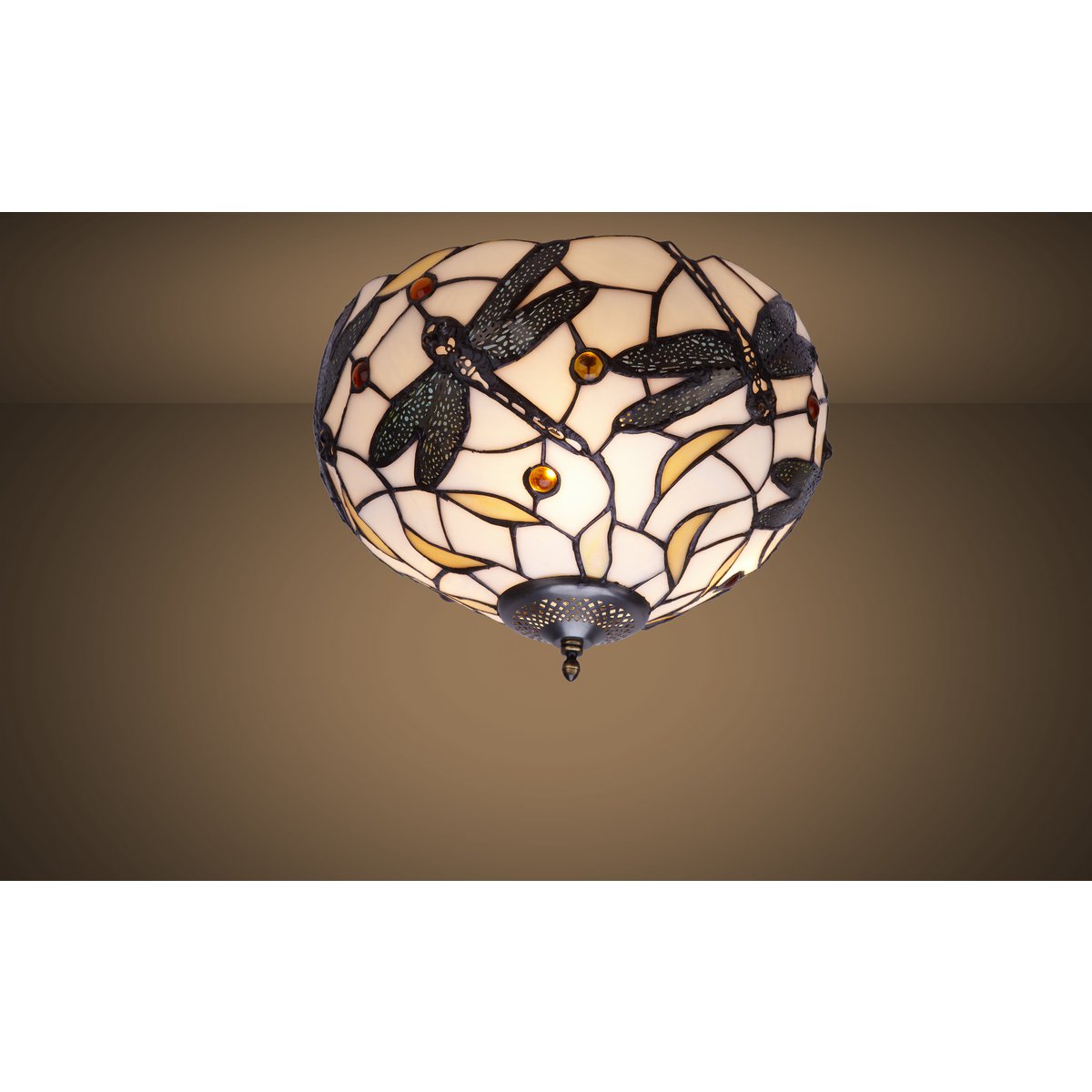 Tiffany mennyezeti lámpa 30 cm – Pedrera, fehér