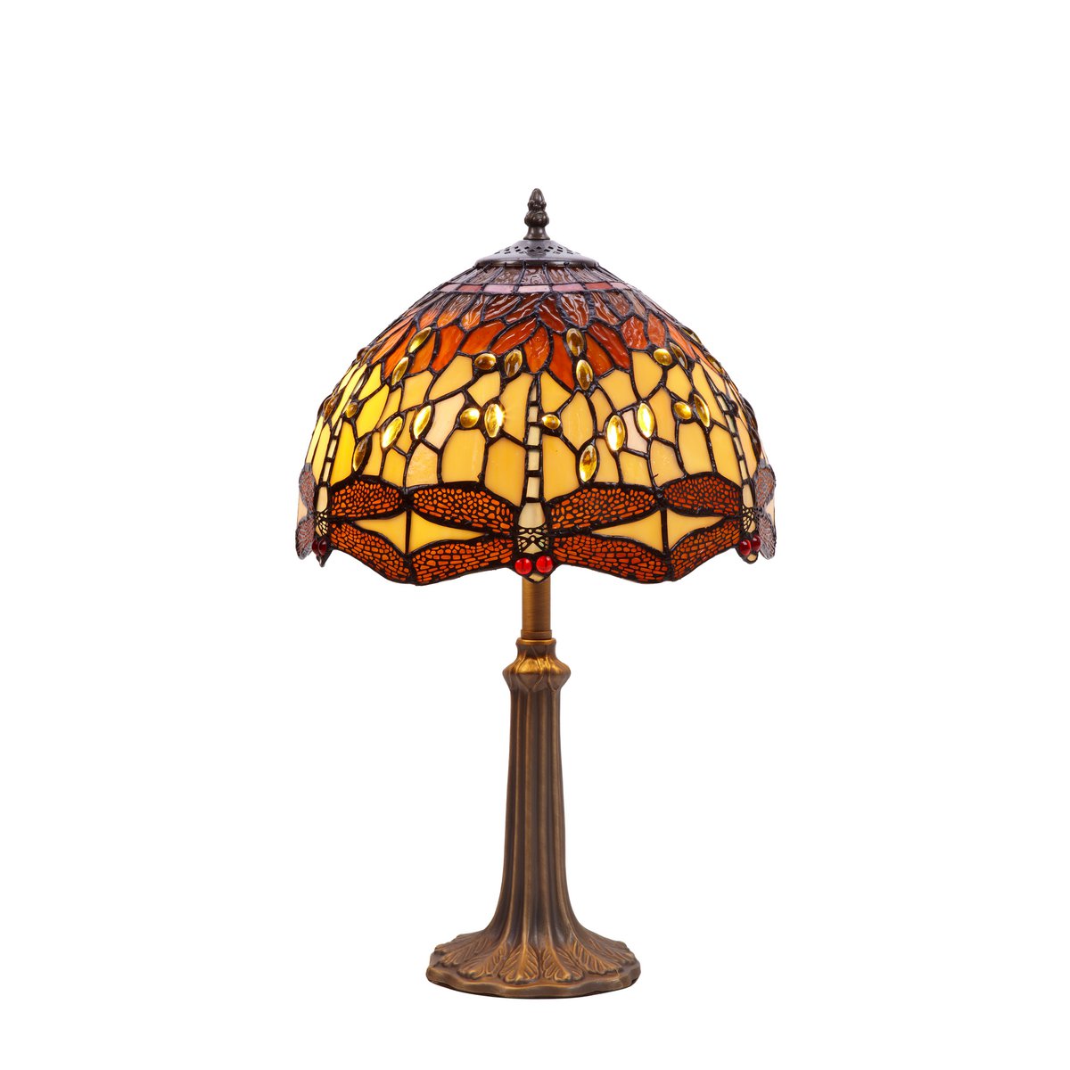 Tiffany asztali lámpa 30 cm – Belle Amber, borostyán
