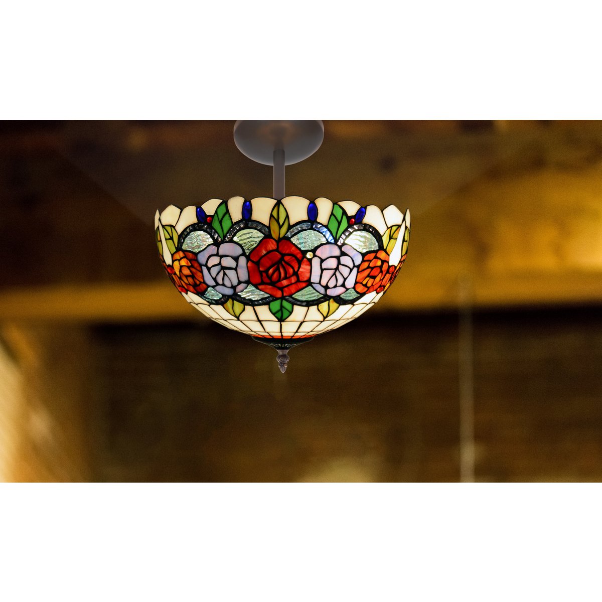 Tiffany mennyezeti lámpa 30 cm – Rosy, többszínű