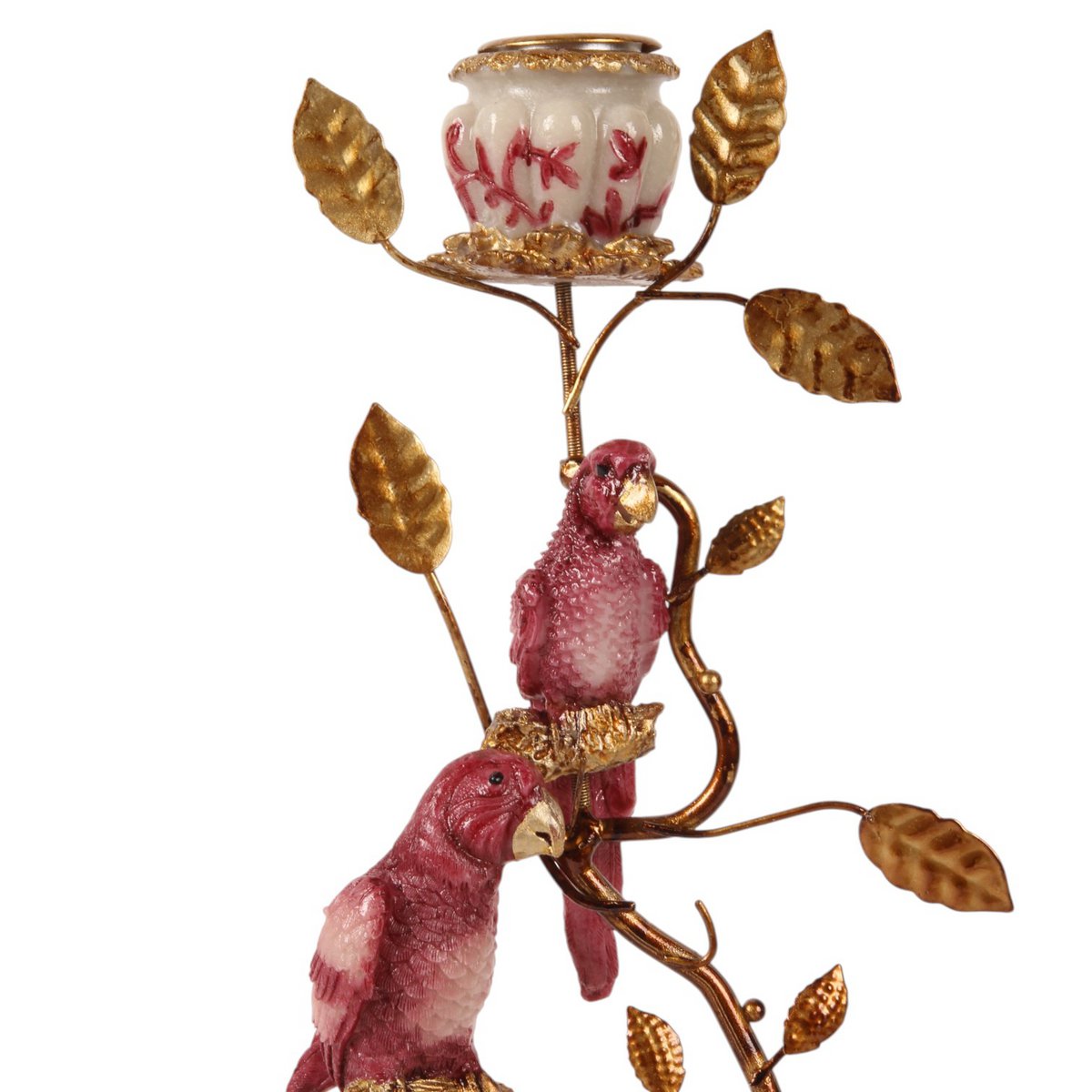 Vintage gyertyatartó 32,5 cm – papagájos, piros