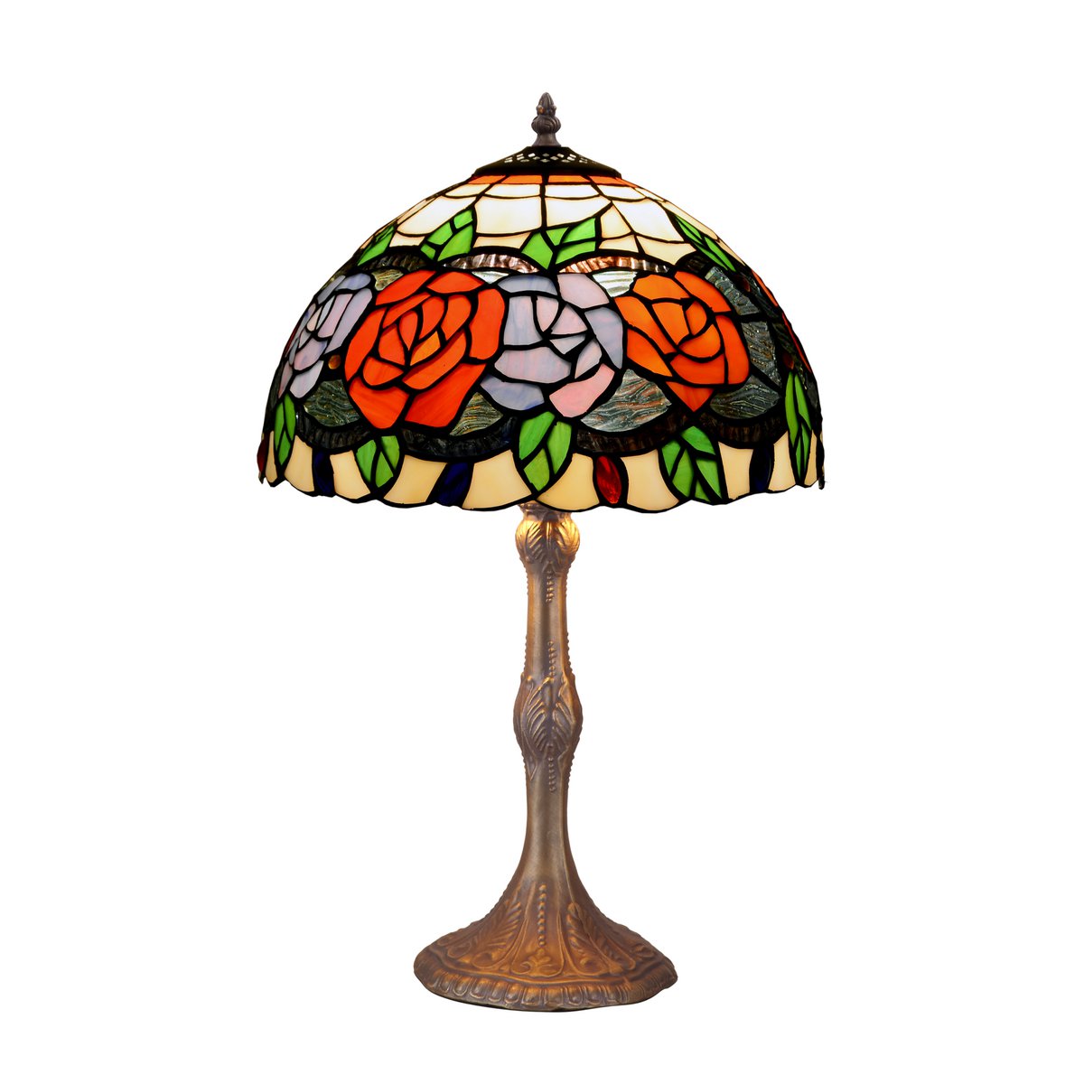 Tiffany asztali lámpa 30 cm – Rosy, többszínű