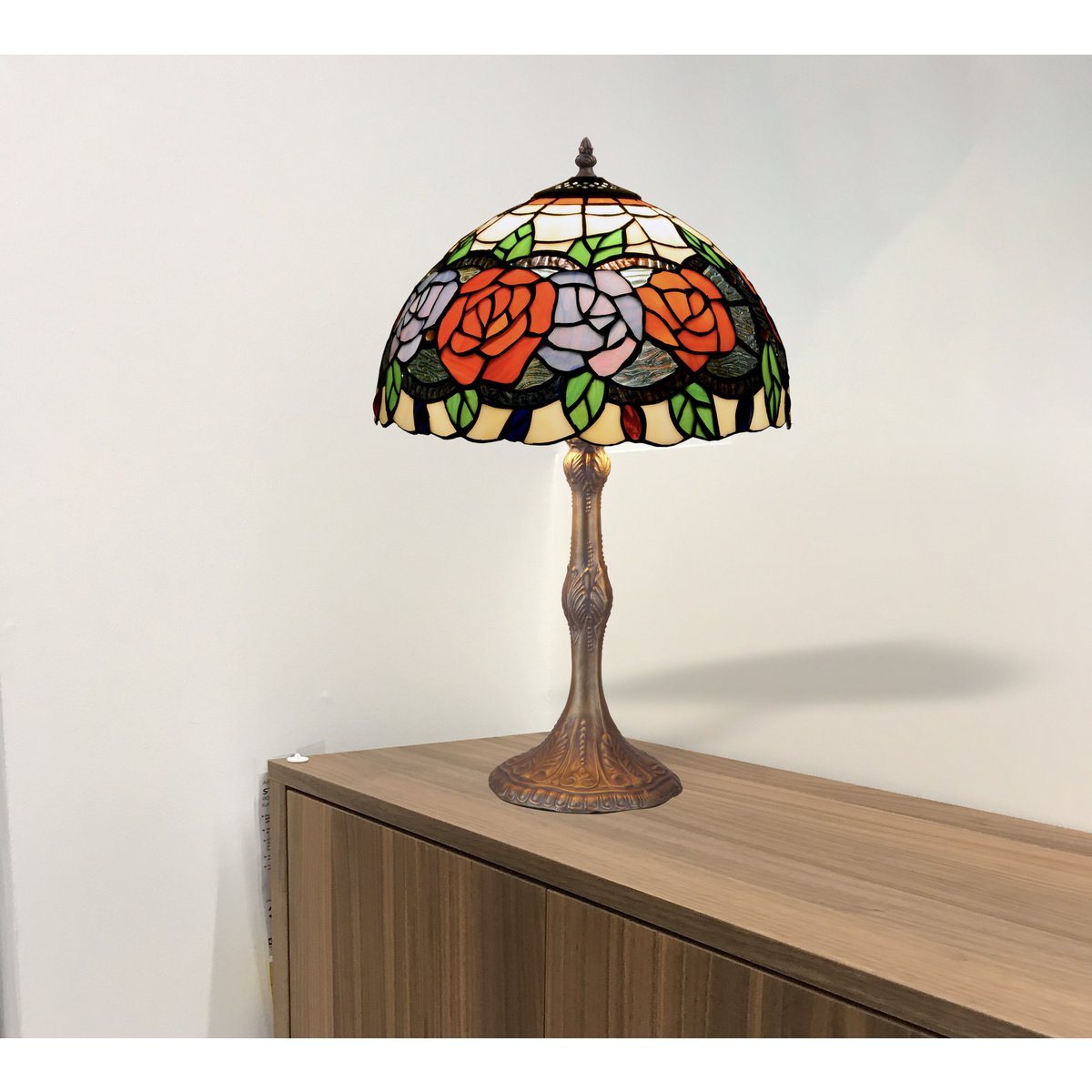 Tiffany asztali lámpa 30 cm – Rosy, többszínű