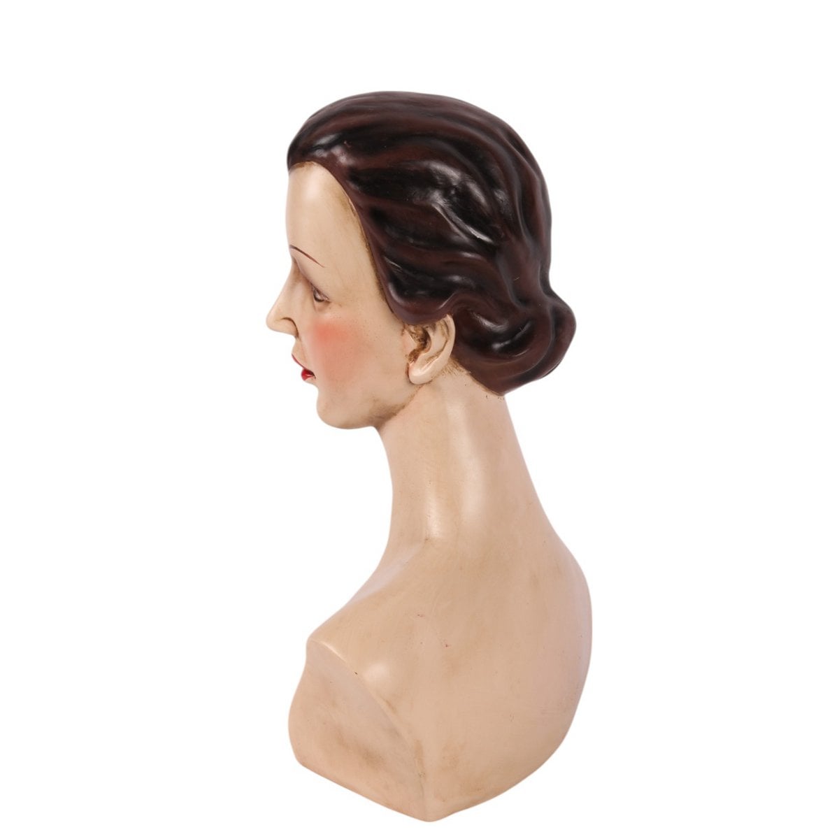 Dekor figura női fej büszt 27,5 cm – barna