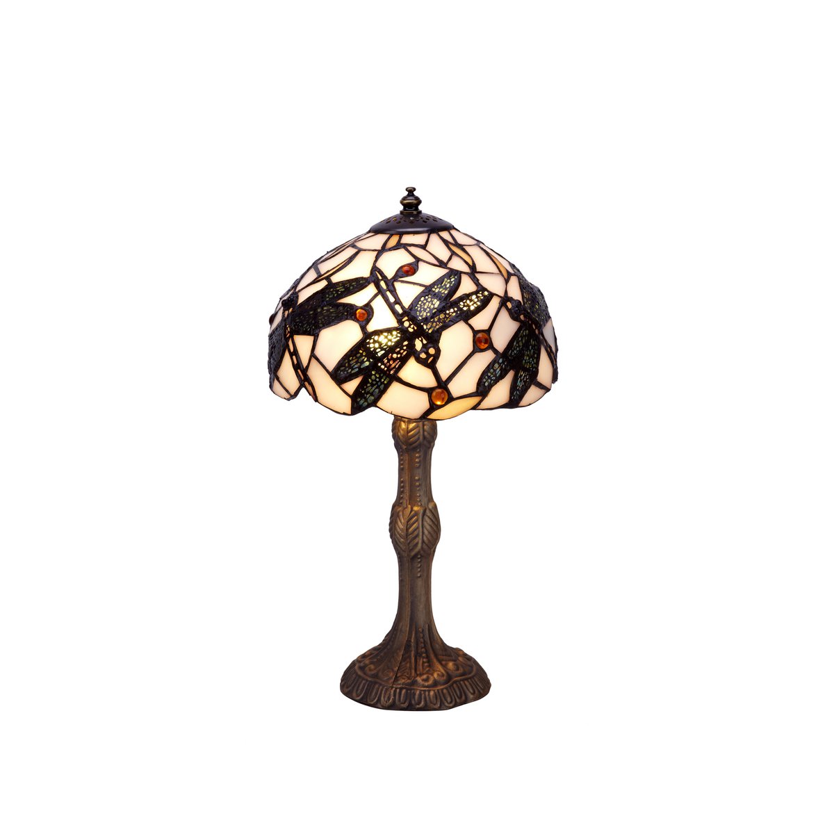 Tiffany asztali lámpa 30 cm – Pedrera, fehér