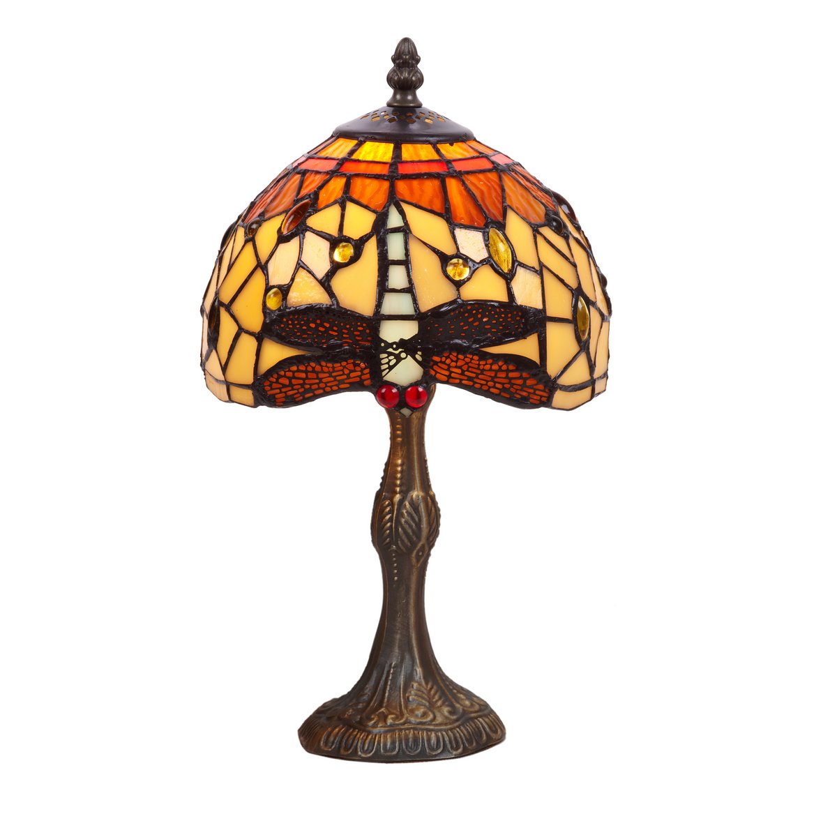Tiffany asztali lámpa 20 cm – Belle Amber, borostyán