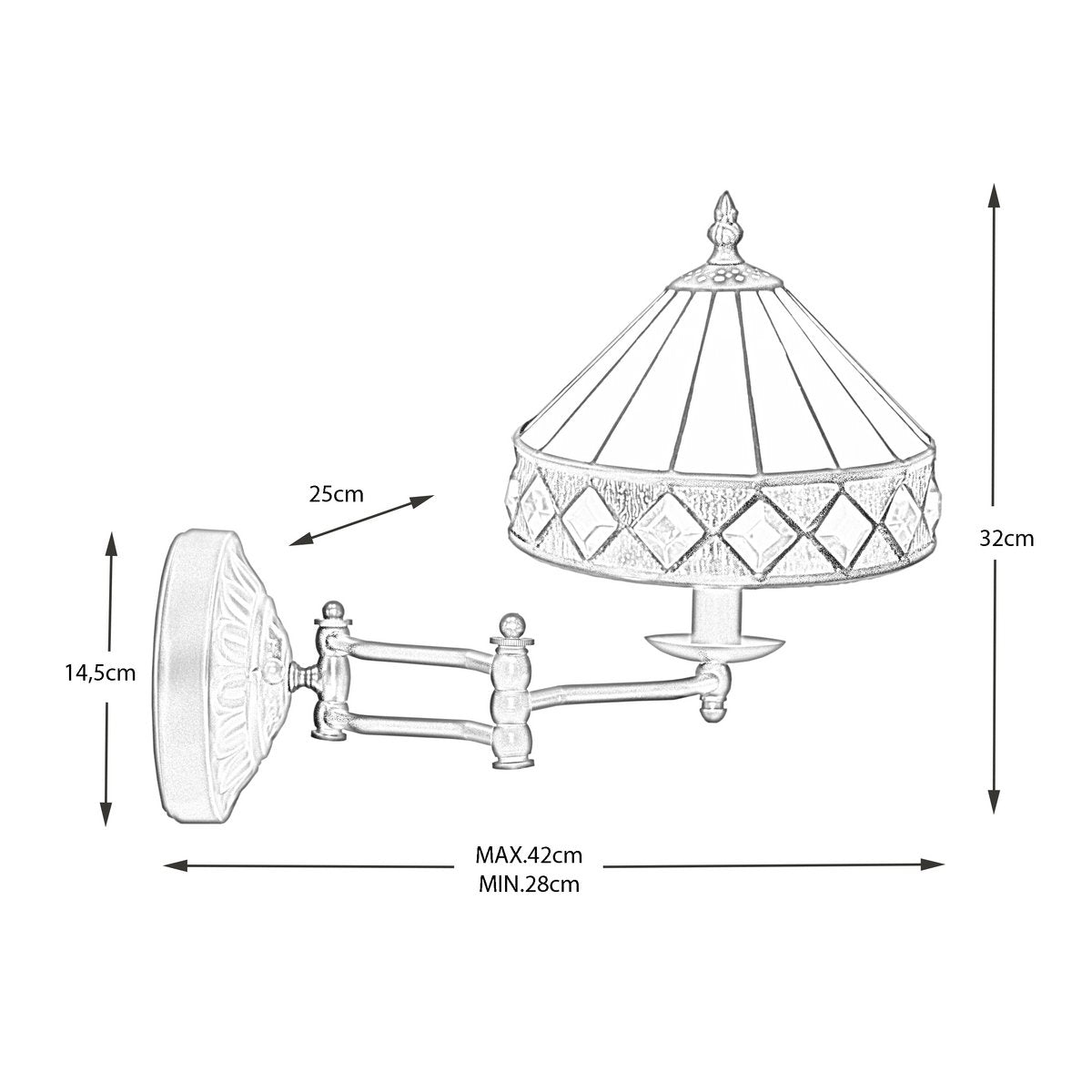Tiffany fali lámpa 20 cm – Illumina, fehér