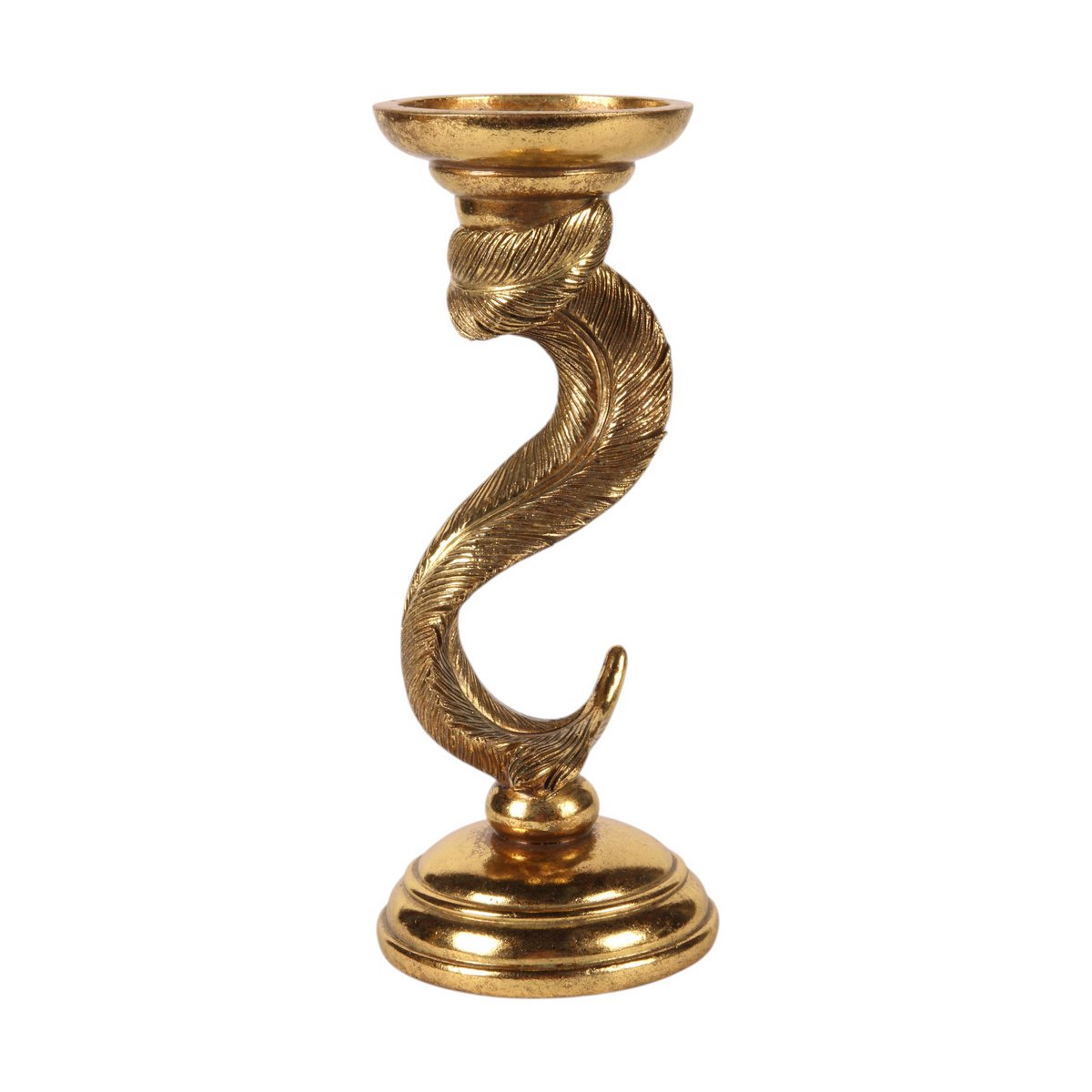 Vintage gyertyatartó 26,5 cm – tollas, arany