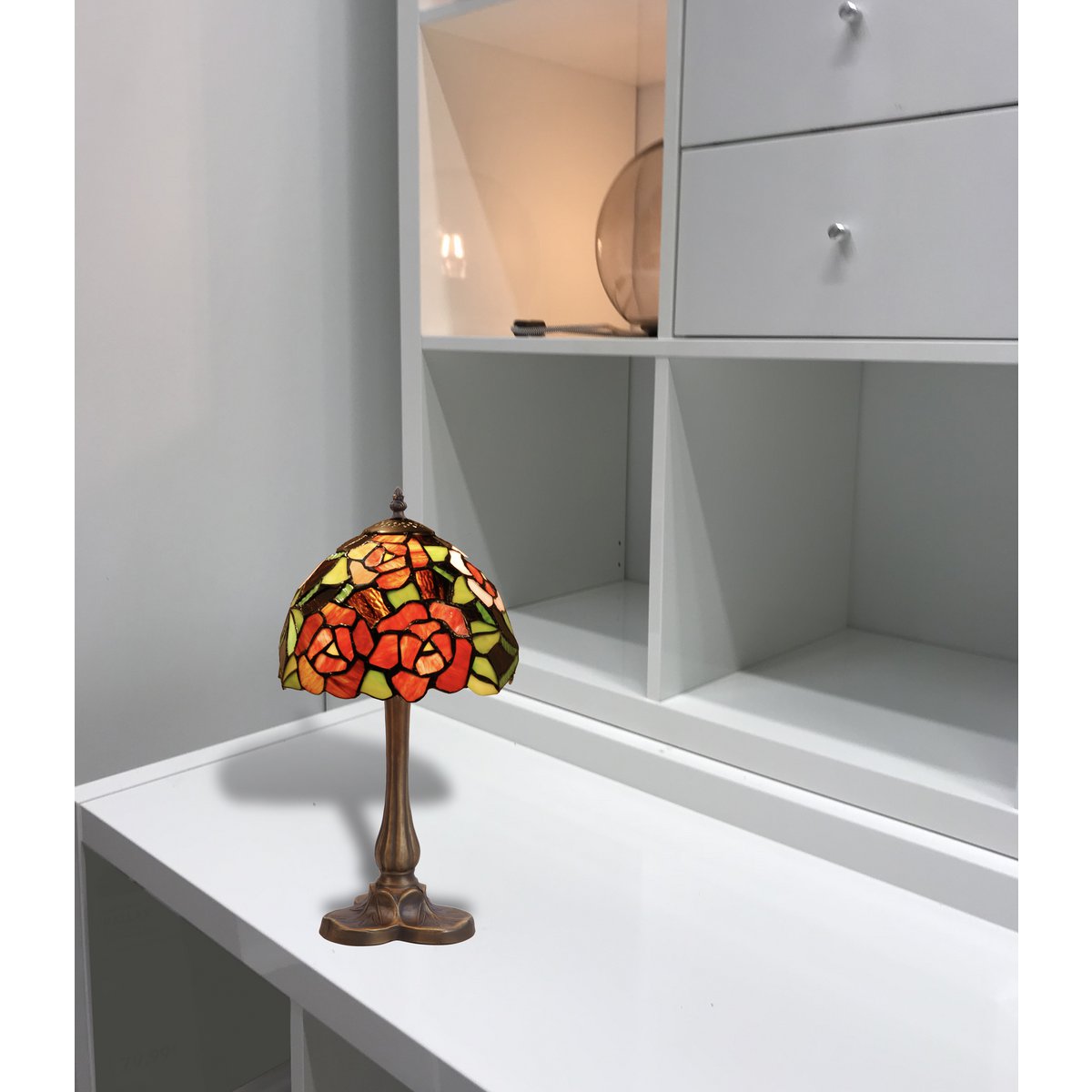 Tiffany asztali lámpa 20 cm – New York, többszínű