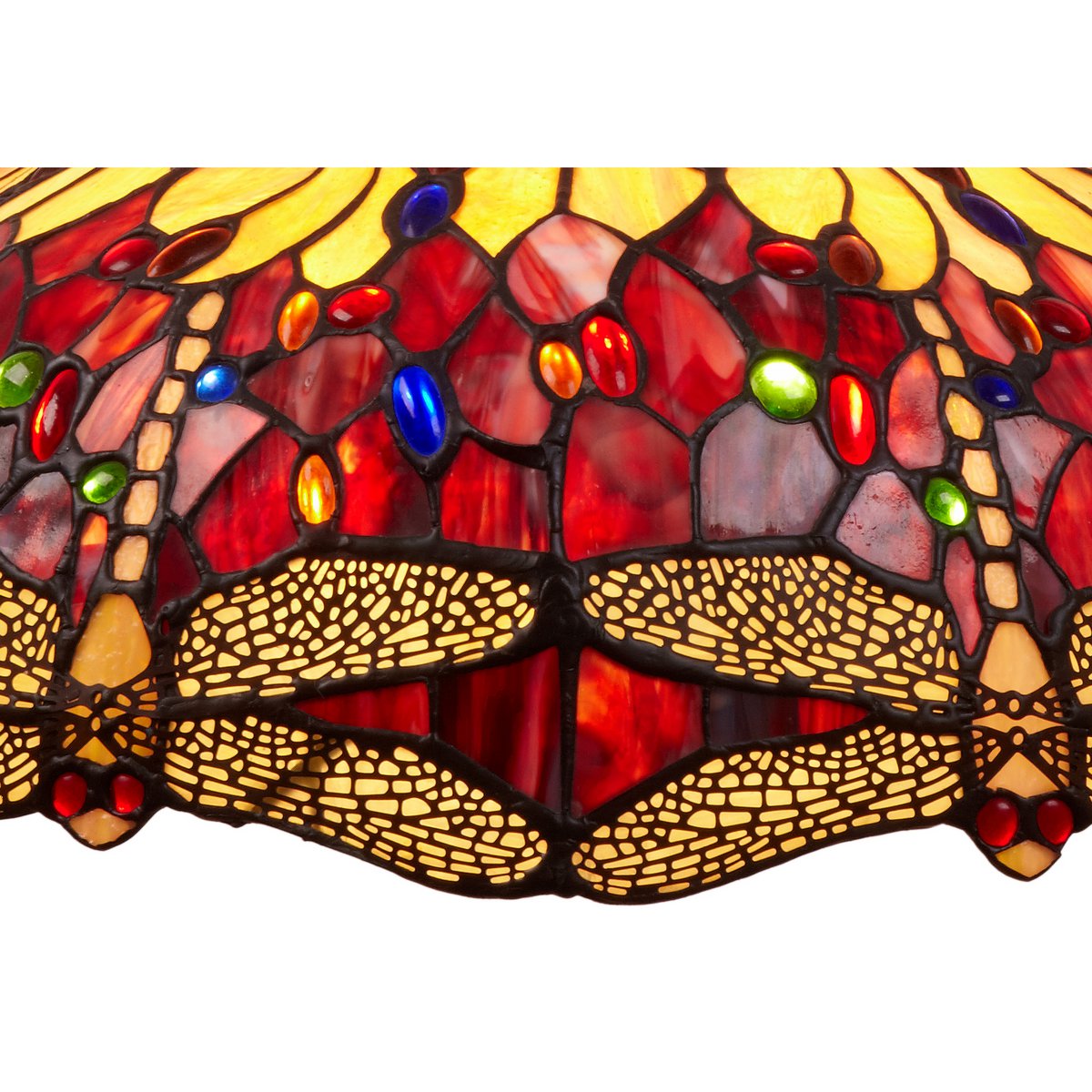 Tiffany asztali lámpa 40 cm – Belle Rouge, piros-fekete-barna